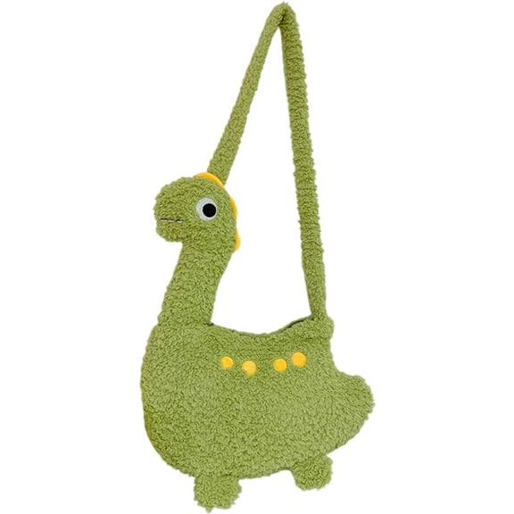 vlrwzc Green Dinosaur Shoulder Bag with Zipper Plush Crossbody Bag Animal Sling Bag for Travel Dating Shopping Daily Accessory