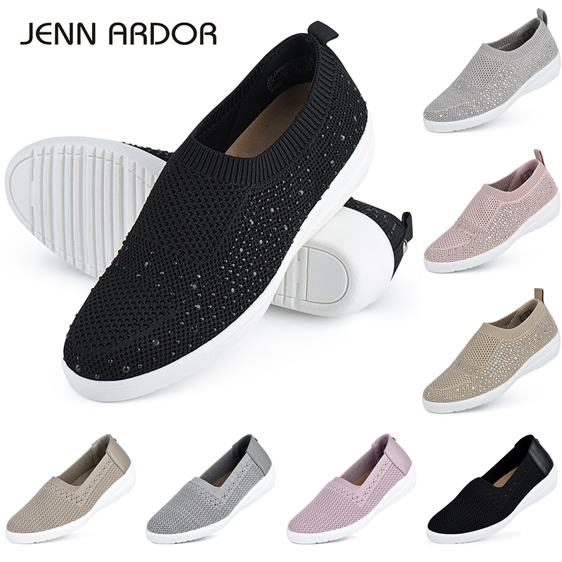 JENN ARDOR Womens' SlipOns Loafers Mesh Knit Walking Shoes Platform