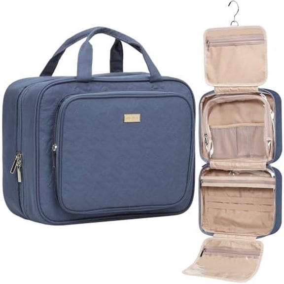 Travel Toiletry Bag for Women, Makeup Essentials Organizer, Case for Accessories, , Large Size, Aegean-Blue