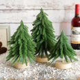 thumbnail image 4 of Adornos para árbol de Navidad, base de madera redonda, decoraciones navideñas de Año Nuevo, árboles de nieve de peluche para fiestas, escritorios de oficina en casa de cedro, 4 of 5