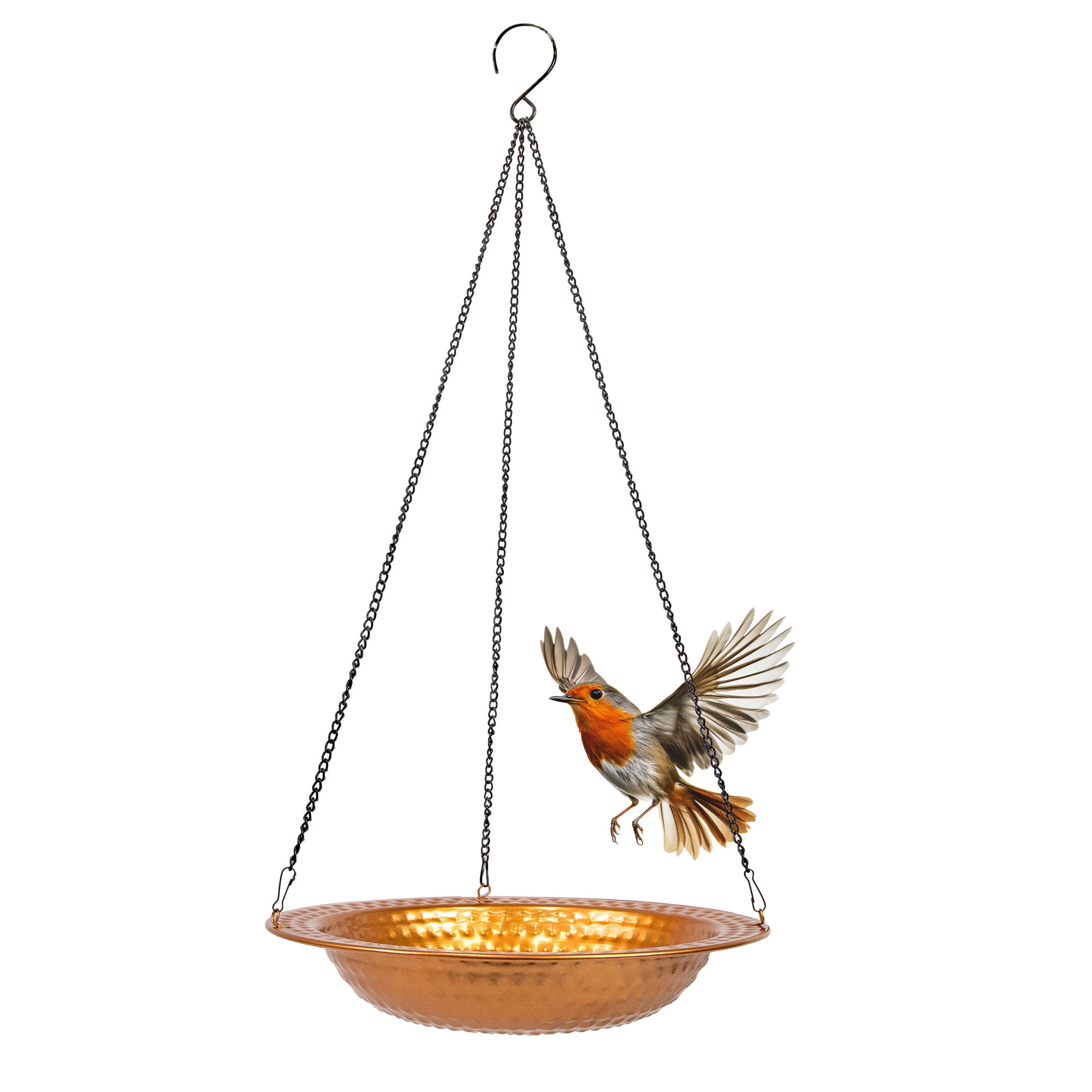 Sunnydaze Hanging Iron Outdoor Bird Bath or Bird Feeder with Hanging Chain