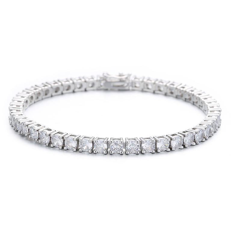 Amy & Annette Simulated Diamond Tennis Bracelet in White Gold photo 5