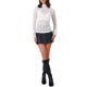 thumbnail image 2 of TOP Casual de Cuello Mock de Encaje Floral y Malla Sheer para Mujeres INSPIRE CHIC Talla XS Blanca, 2 of 6