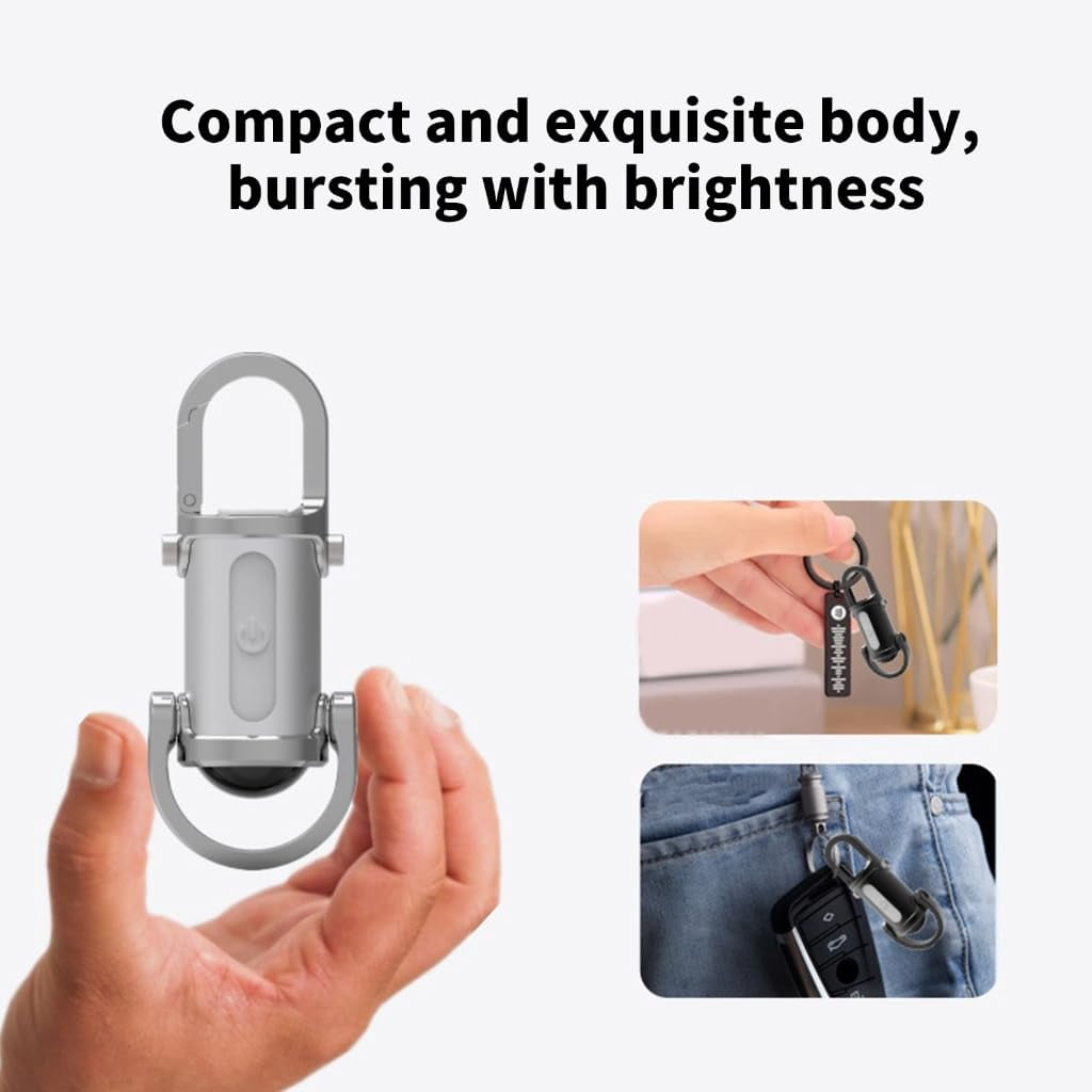 3-in-1 Keychain Flashlight Rechargeable 500/1200 Lumens EDC Tool with Red/Blue Strobe Emergency Phone Charger IPX7 Waterproof Portable Light for Outdoor Camping Hiking and Survival Gear
