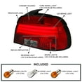 thumbnail image 4 of Spec-D Tuning Red LED Bar Tail Lights Compatible with 2001-2003 BMW E39 5-Series 4-Door Sedan, Left + Right Pair Assembly, 4 of 8