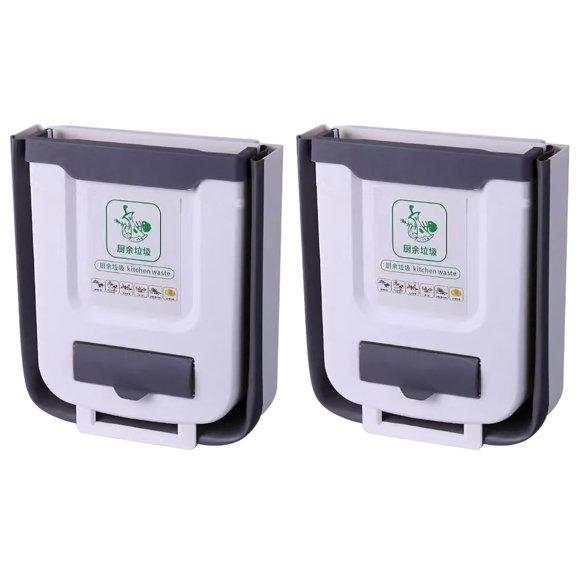 2 Pieces Garbage Can Foldable Trash Bedroom Waste Bin Kitchen Bins Container Small Plastic