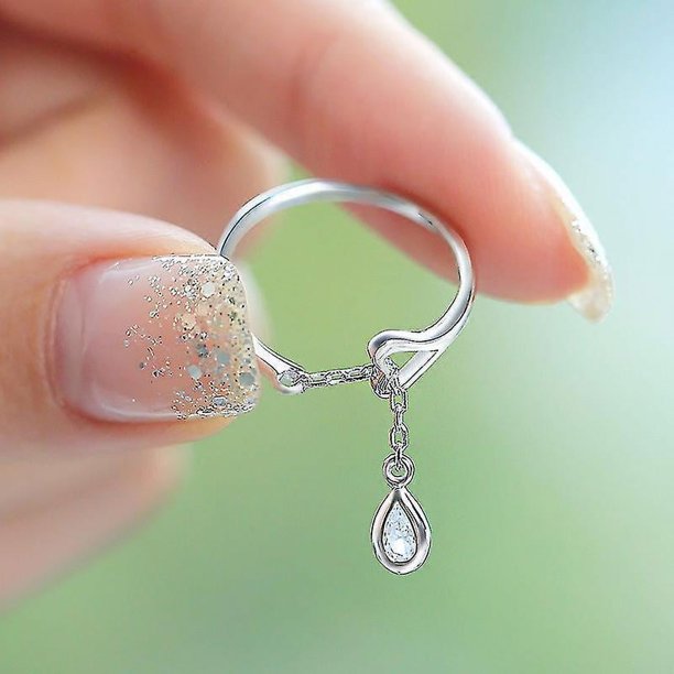 Anillo de gotas de agua pequeñas para mujer, anillos de dedo ajustables, regalos de joyería