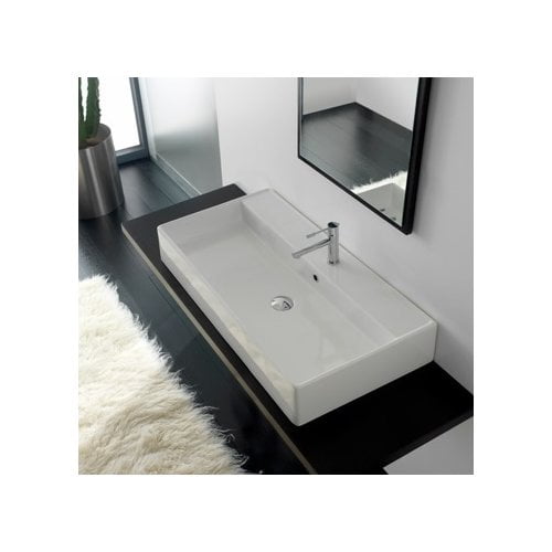 Scarabeo By Nameeks Teorema Ceramic Rectangular Vessel Bathroom Sink With Overflow Walmart Com Walmart Com