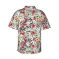 thumbnail image 3 of Balery Roses Mixed Zebra Print Men's Hawaiian Shirts Short Sleeve Beach Shirt Relaxed Fit Vacation Button Down Shirts-Large, 3 of 9
