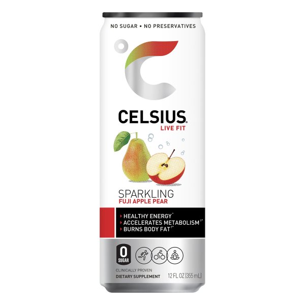 Celsius Sparkling Fuji Apple Pear Energy Drink, 12 Fl Oz