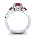 thumbnail image 4 of 2.50 Carat Unique Round Shape Red Ruby & Garnet Gemstone Three Stone Anniversary Ring for Women Solid 14K White Gold Size 8 by Diamond-Capitals, 4 of 8