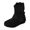 thumbnail image 2 of Viluyesy Womens Slouch Boots, Side Zipper Low Heels Round Toe Fall Winter Western Mid Calf Boots Black US7, 2 of 9