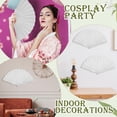 thumbnail image 6 of 120 Pcs Wedding Folding Hand Fans Bulk Silk Fabric Chinese Handheld Foldable Clack Fans with Plastic Ribs for Party, Wedding Gifts, Line Dancing, Home Decorative (White), 6 of 12