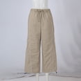 thumbnail image 6 of Womens Wide Leg Track Pants Drawstring High Rise Striped Elastic Waist Baggy Pants with Pockets Coffee S, 6 of 8