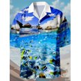 thumbnail image 4 of Camisa hawaiana náutica para hombre, camisa hawaiana de verano, camisa informal de vacaciones, camisa de manga corta con cuello vuelto, tela elástica, 4 of 4