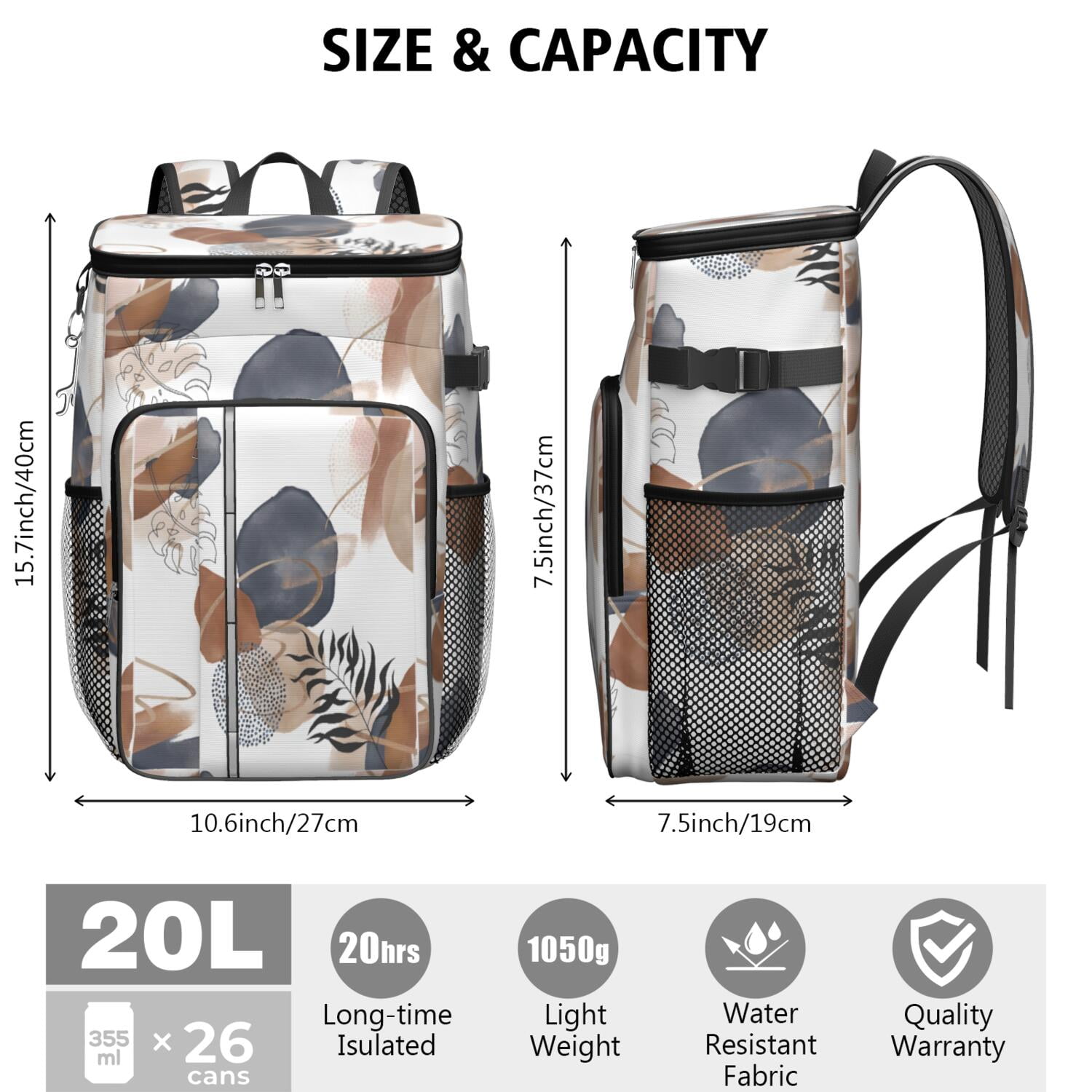 Travel Cooler Bag - Boho Bohemian Art Camping Beer Cooler Backpack with Bottle Opener- Waterproof Insulated Picnic Backpacks - Cooler Bag for Beach