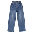 thumbnail image 6 of Bovxnpu Boys Wide Leg Capris Pants Girls Straight Denim Pants Elastic Waist Wide Leg Pants Pants, 6 of 8