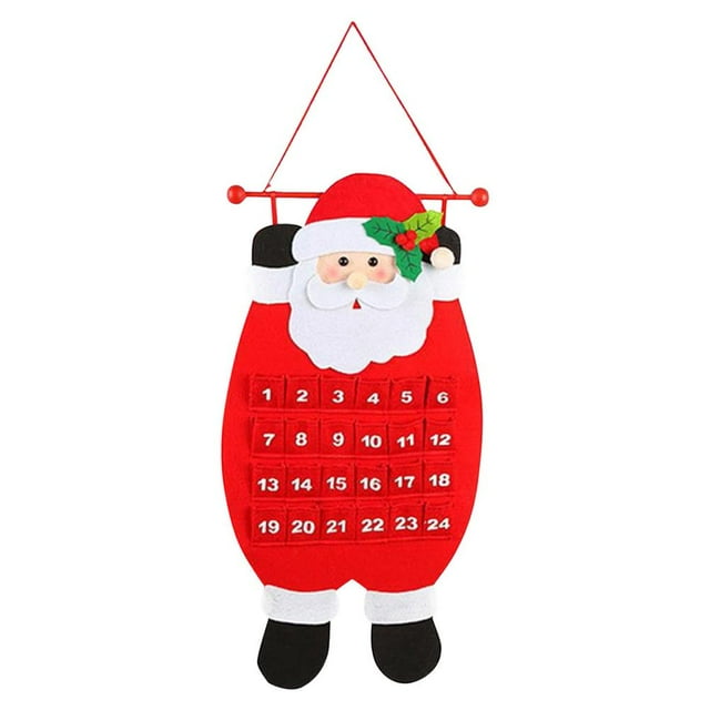 Adviento De Navidad De Fieltro, Calendario De Adviento De Fieltro De Papá Noel Para Colgar En La Pared, Calendario De Cuenta Atrás De 24 Días Para Decoración Del Hogar Minnieouse HA040443-02