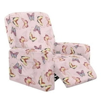 Xixirimido Butterflies Pink Pattern Recliner Chair Covers 4 Pieces, Stretch Lazy Boy Recliner Cover, Recliner Sofa Slipcover with Pockets, Furniture Protector for Living Room, Pets, Kids