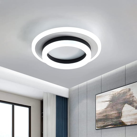 ADISUN LED Ceiling Light Modern Flush Mount Ceiling Lamps Round 6000K Cool light (Black and White)