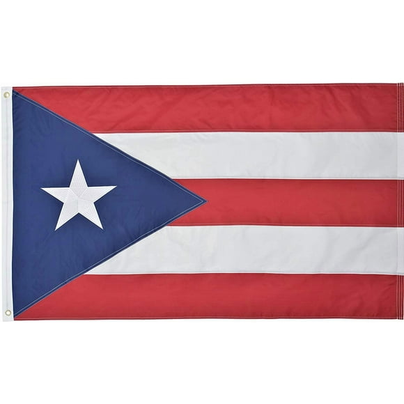 Drapeau Porto Rico Brodé Premium en Nylon 3 Pieds x 5 Pieds Ft 210D pour Extérieur