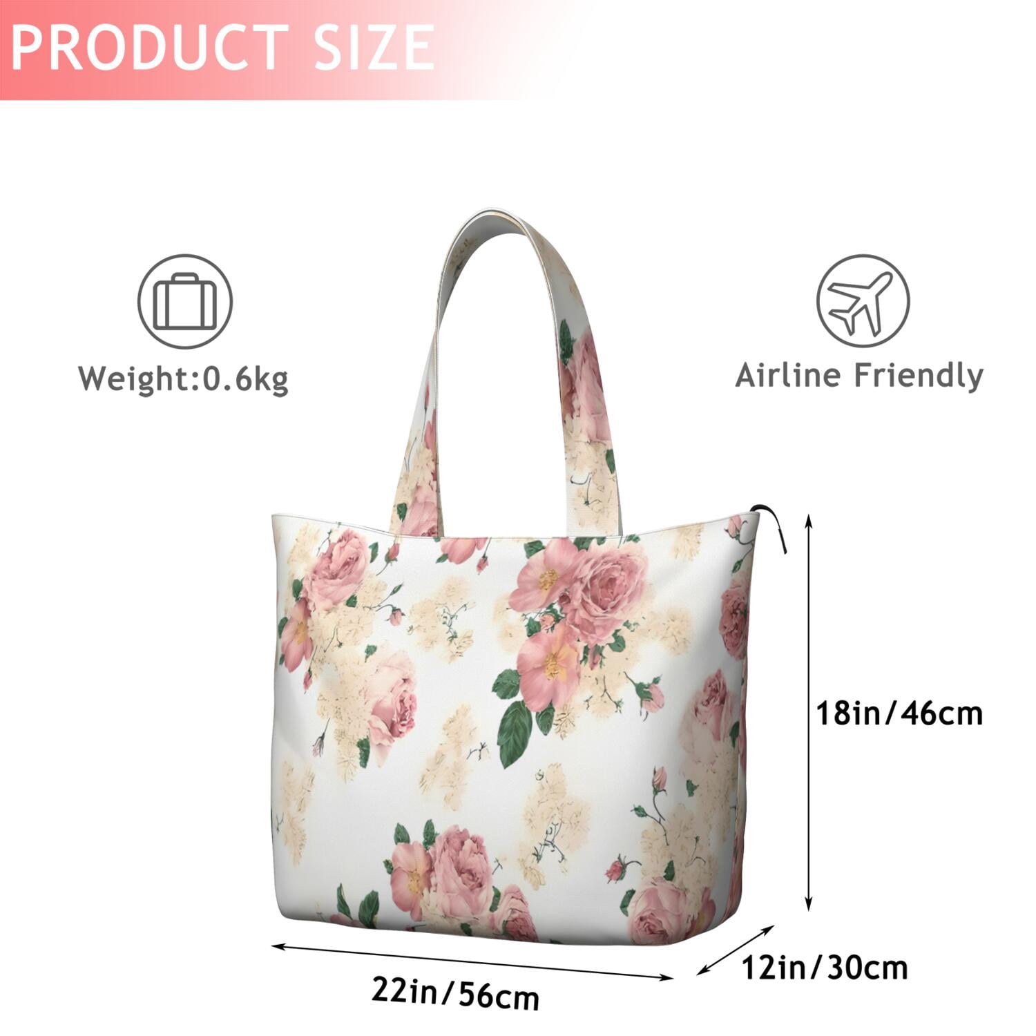 Pioneer Flower Floral Print Pattern Travel Tote Bags for Women Carry On,Large Weekender Bags for Women Travel,Multi Functional Duffle Bag for Work,Shopping,Sports