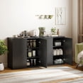 thumbnail image 2 of HOMCOM Ensemble de 2 Bahuts, Armoire de Cuisine Cannelée, Noir Gris, 2 of 10