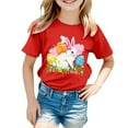 thumbnail image 2 of Shadoumai Girls Easter Shirts Size 7/8 Easter's Day Letter Graphic Printed Round Neck Short Sleeve T Shirt Top Fashion Casual Preppy Tops Summer Clothes for Girls, 2 of 3