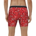 thumbnail image 2 of Men's Boxer Briefs, Red Paisley Floral Soft and Breathable Mens Underwear Boxer Briefs With Widen Waist, 2 of 5