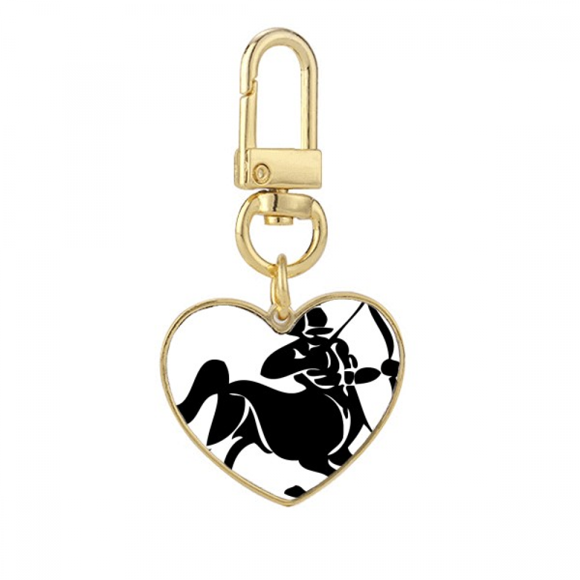 Constellation Sagittarius Zodiac Sign Gold Heart Keychain Metal Keyring Holder