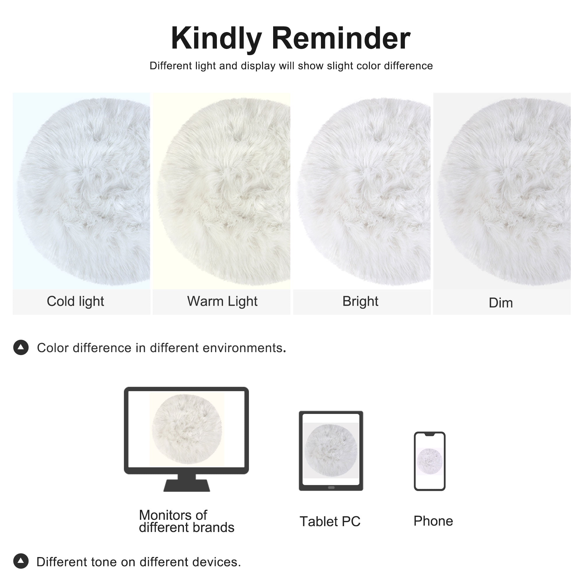 Unique Bargains Artificial Animal Wool Soft Faux Fur Sheepskin Plush Area Rug White 2x2 Feet Round