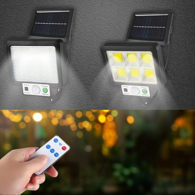 Vaidha Solar Outdoor Lights, Motion Sensor Solar Powered Lights IP65, 3 Modes, With Remote Control,Wall Security Lights For Fence Yard Garden Patio