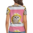 thumbnail image 3 of Honeii A Funny Cat Print Women's V-Neck T-Shirt,Short Sleeve V Neck Tees Tops for Women , Perfect for Work, Travel, and Everyday Wear, 3 of 7