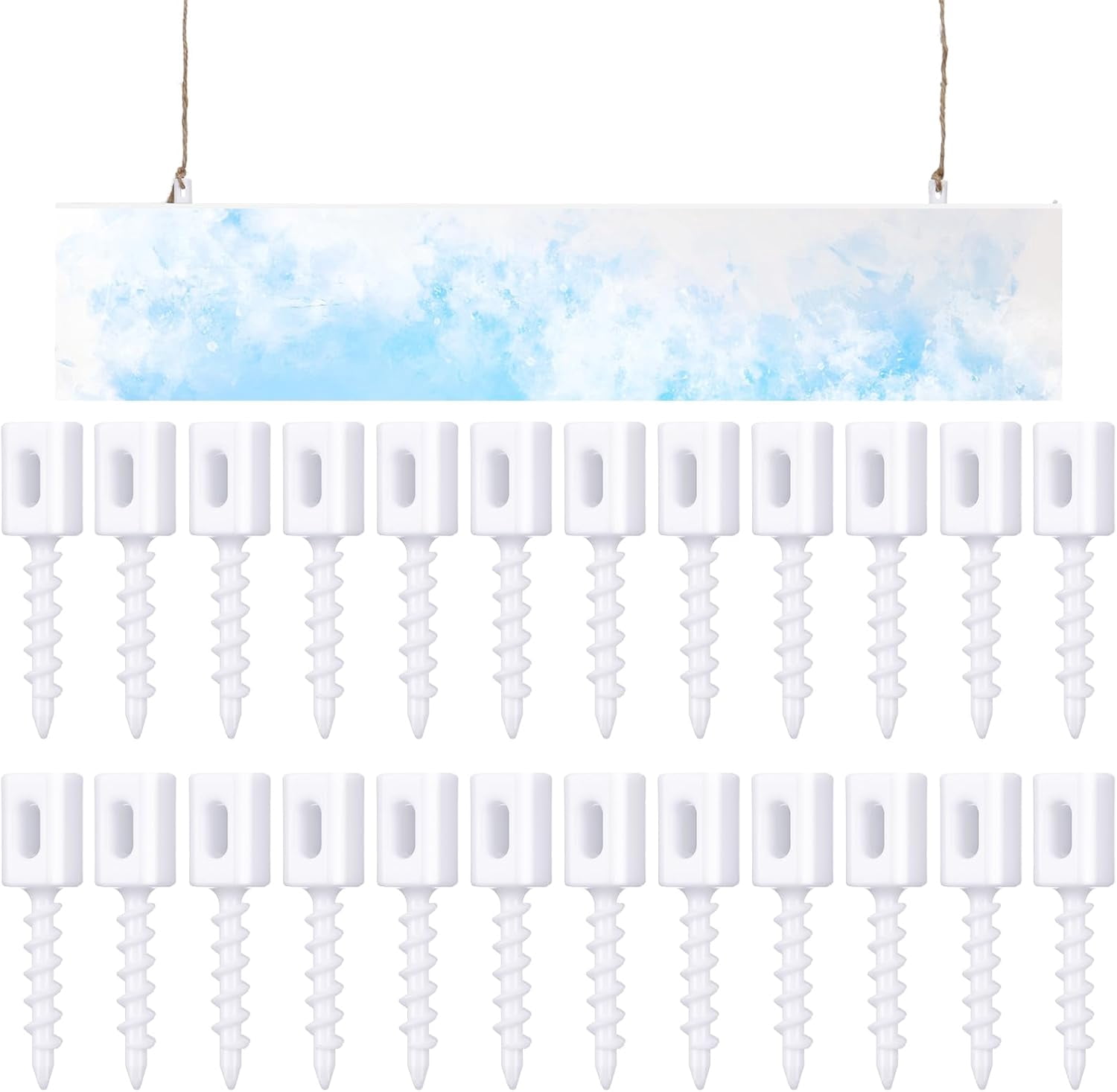 FEFEFW-24 Pack Foam Board Hangers Hanging Foamcore Wall Hangers, White, Work with Standard 3/16 Thick Foam Boards