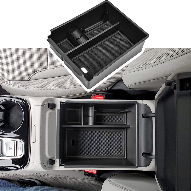 Bandeja organizadora de consola central compatible con accesorios híbridos, solo transmisión automática, caja de almacenamiento secundaria con reposabrazos, color negro