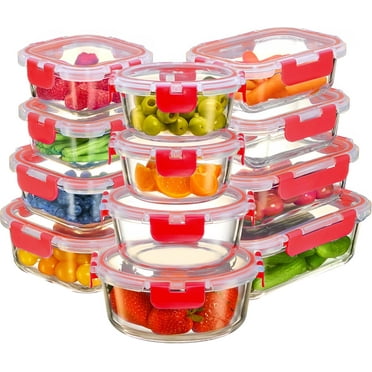 24 Piece Glass Storage Containers with Lids - Airtight, Leak Proof, Dishwasher Safe, Glass Tupper Ware Sets with Lids, Food Storage Containers, Meal Prep Containers, Gray