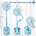 thumbnail image 3 of Clip Fan Recargable con batería Clip en Mini ventilador de escritorio para cochecitos de bebé, hogar, oficina, dormitorio, Xemadio 220202-2, 3 of 9