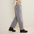 thumbnail image 2 of Yubnlvae Y2K Mid Waist Baggy Jeans - Women's Cropped Wide Leg Denim Pants (Retro Streetwear, Distressed) J S, 2 of 8