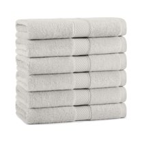 Aston & Arden Egyptian Cotton Hand Towels (6 Pack), 16x30, Jaquard Border, Tan