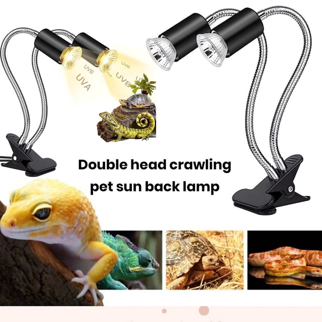 CBFFDC E26/E27 Lamp Bulb Holder Dual Head Reptile Heat Lamp Holder Adjustable Gooseneck with Cycle Timer for Turtles Lizards Snakes