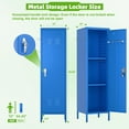 thumbnail image 3 of Metal Lockers with Handle and 2 Pegboard & 5 Hooks for Home,Gym, School, Office,Garage,Blue,15" D x 15" W x 54.45" H,Required Assembly, 3 of 14
