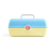 Caboodles Makeup Case Large - Travel Cosmetic Train Caboodle for Girls Organizer Storage Box Hard Case With Mirror - Sky Blue and Lemon Yellow 13" x 7.4" x 6", Sold by Claire's