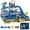Blue, variant on CleverPanda Toy Car Garage Race Track Playset Red with 3 Mini Cars, Light and Sound Effects, 42 Piece, for Ages 3+