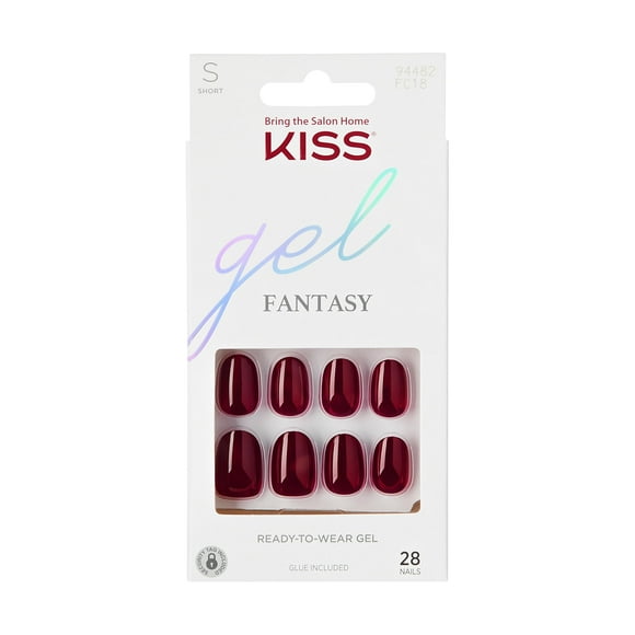 KISS Gel Fantasy Ongles – Un Appel, Rouge, Ovale, Court, 28 unités