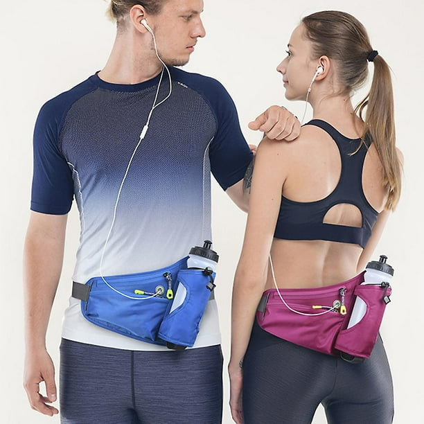 Running Belt Sport Waist Pack With Water Bottle Holder Hydration Belt Fanny Pack Reflective Stripes Cellphone Storage Earphone Hole For Dog Walker Hik