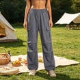 thumbnail image 4 of ZHYou No Boundarie Womens Cargo Pants Casual Drawstring Baggy Loose Fit Lightweight Flare Workout Hiking Trousers,Dark Gray,Size S, 4 of 6
