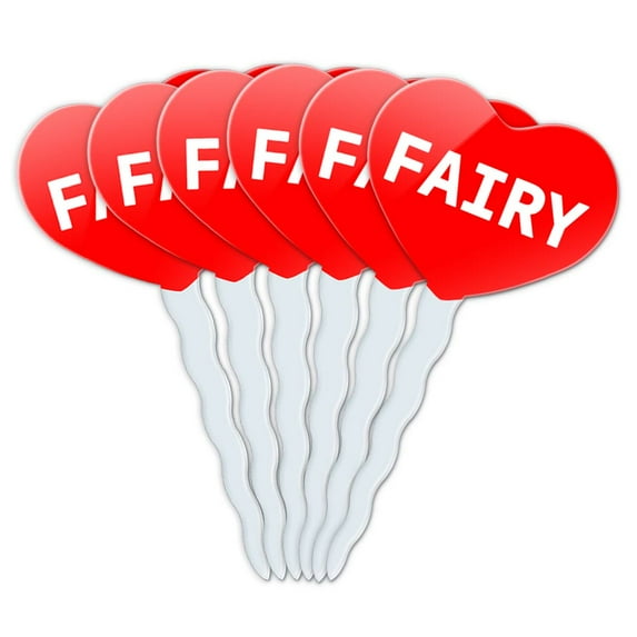 Fairy Heart Love Cupcake Picks Toppers - Set of 6