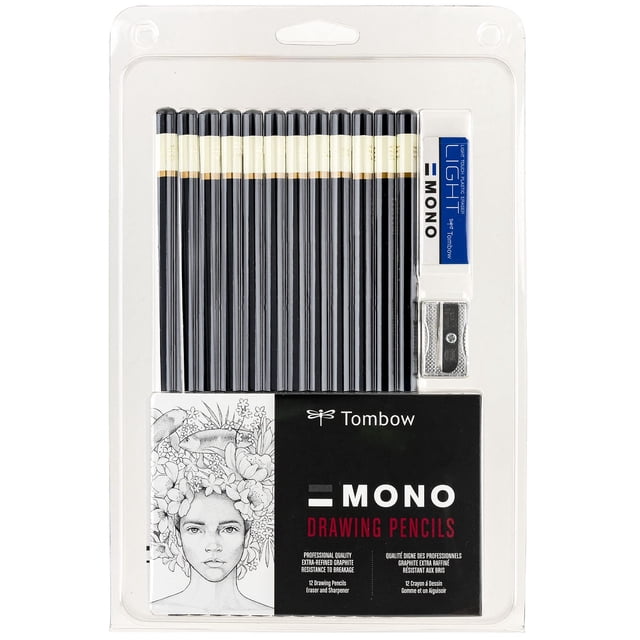 Set de Lapices Tombow MONO 51523 Profesionales 12 Unidades Grados Surtidos con Borrador y Sacapuntas