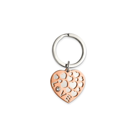 Gem & Harmony Rose Plated Stainless Steel Multi-Heart Love Key Ring for Men