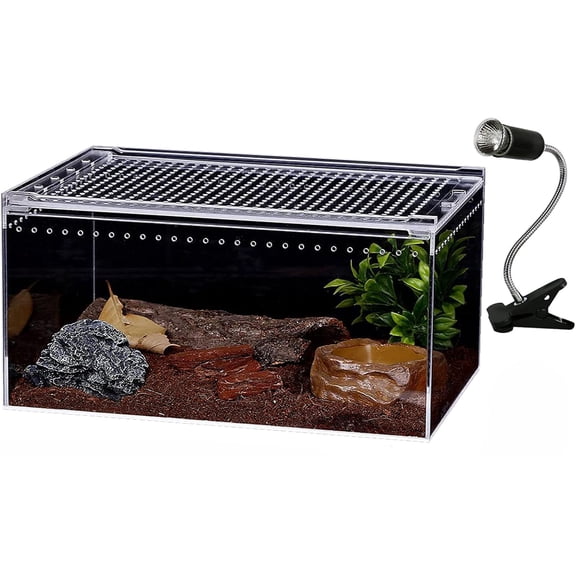 Reptile Terrarium - Amphibian Tank Starter Kit, Eco Rainforest Feeding Box, Amphibian Feeding Box, Suitable for breeding Lizards, Snakes, Chameleons, Jumping Spiders